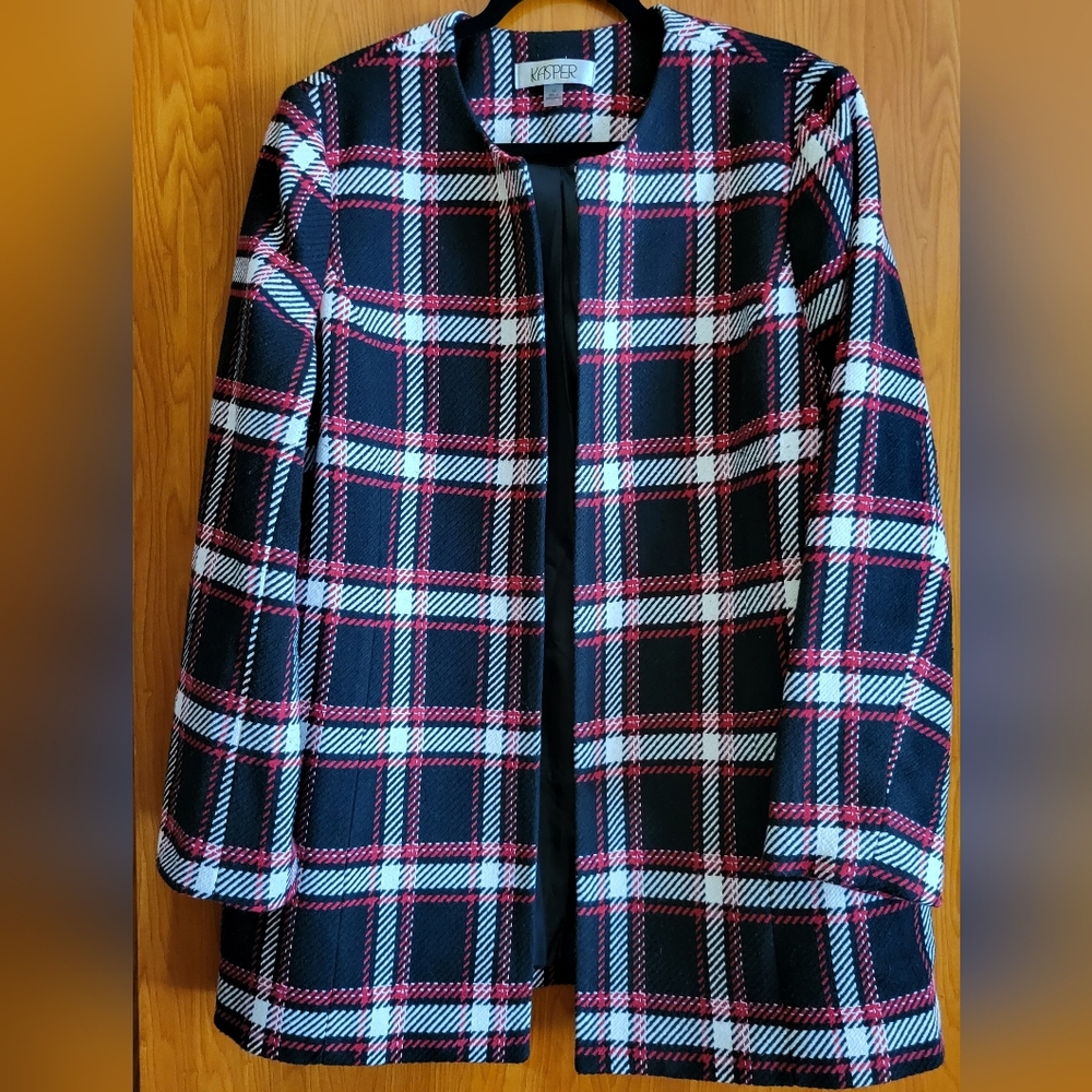 Kasper Women's Plaid Jewel-Neck Jacket